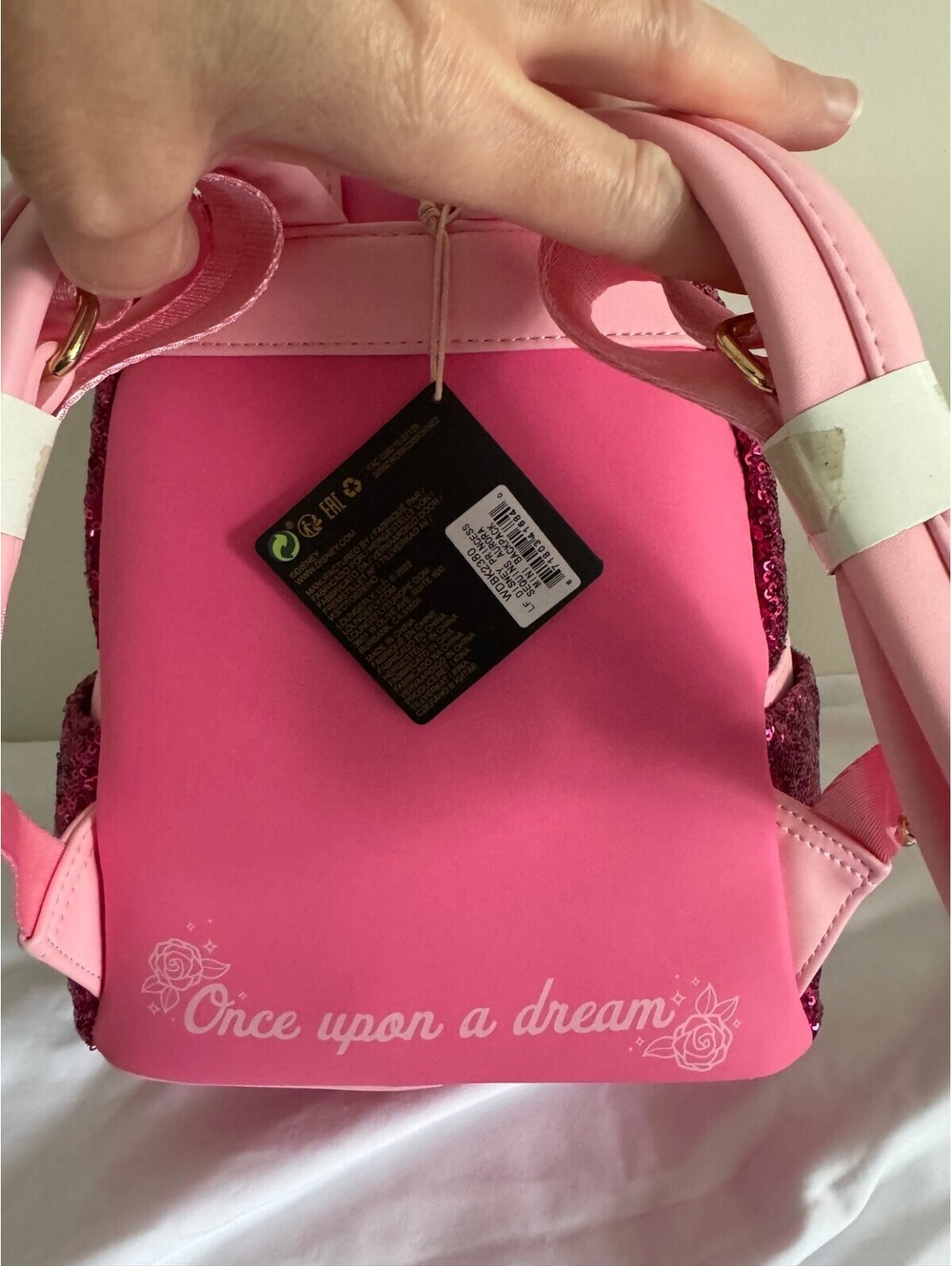 Disney Princess Aurora Pink Sequins Loungefly Mini Backpack - Picture 5 of 9